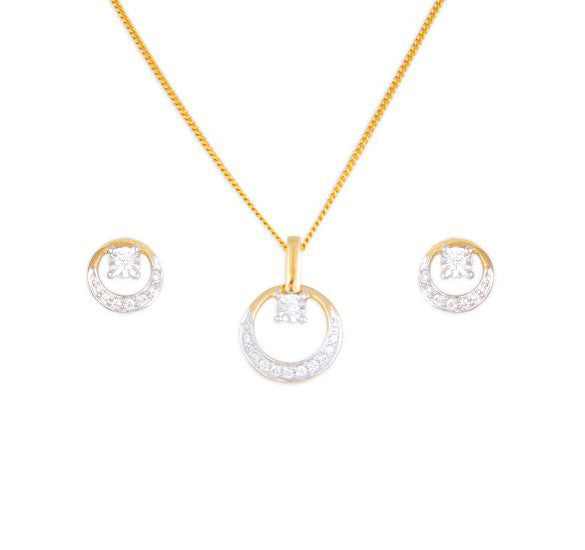 Hypnotic Rose Gold and Diamond Pendant and Earrings Set